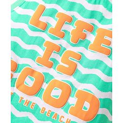 Pine Kids Cotton Knit Sleeveless Tank T-Shirt Beach Theme Print - Sea Green