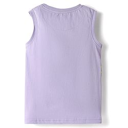 Pine Kids Cotton Knit Sleeveless Tank T-Shirt with Beach Theme Print - Lilac