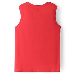 Pine Kids Cotton Knit Sleeveless Tank T-Shirt with Text Print - Red