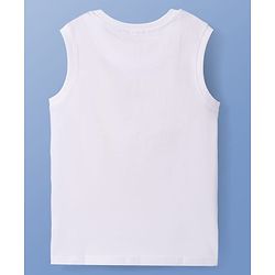 Pine Kids Cotton Knit Sleeveless T-Shirt with Text Print - White