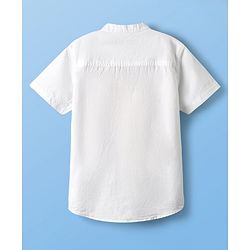 Pine Kids Linen Woven With Mandarin Collar - White