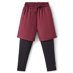 Pine Active Woven Shorts with Full Length Tights - Maroon