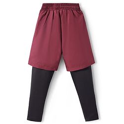Pine Active Woven Shorts with Full Length Tights - Maroon