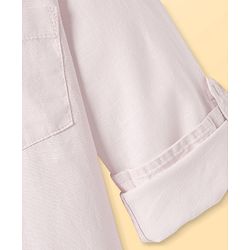 Pine Kids Linen Woven Full Sleeves Solid Shirt - White