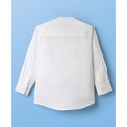 Pine Kids Linen Woven Mandarin Collar Solid Colour Shirt - White