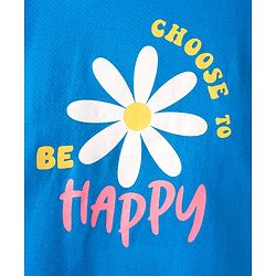 Pine Kids Cotton Knit Half Sleeves T-Shirt with Text Print - Blue