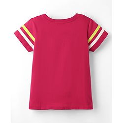 Pine Kids Cotton Knit Half Sleeves T-Shirt with Text Print & Tape Detailing - Red