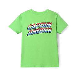 Pine Kids Marvel Single Jersey Knit Half Sleeves Drop Shoulder T-Shirt With Captain America Graphic And Badge Detailing - Light Green
