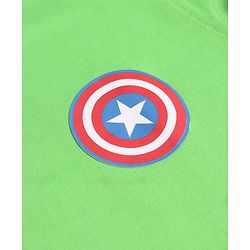Pine Kids Marvel Single Jersey Knit Half Sleeves Drop Shoulder T-Shirt With Captain America Graphic And Badge Detailing - Light Green
