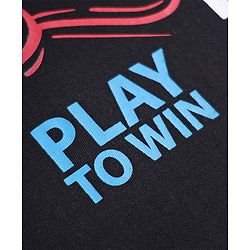 Pine Kids Cotton Knit Half Sleeves T-Shirt with Gaming Print - Black