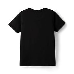 Pine Kids Cotton Knit Half Sleeves Cut & Sew T-Shirt with Text Print - Black