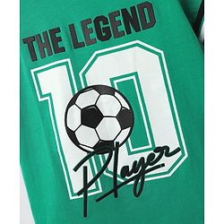 Pine Kids Cotton Knit Half Sleeves T-Shirt with True Legend Text Print - Green