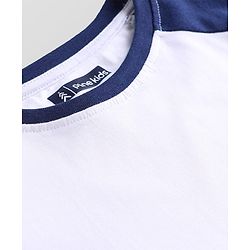 Pine Kids Cotton Knit Half Raglan Sleeves T-Shirt with Mountain Print - White