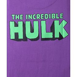 Pine Kids Marvel Single Jersey Knit Half Sleeves Drop Shoulder T-Shirt With Hulk Graphic And Badge Detailing - Purple