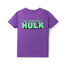 Pine Kids Marvel Single Jersey Knit Half Sleeves Drop Shoulder T-Shirt With Hulk Graphic And Badge Detailing - Purple