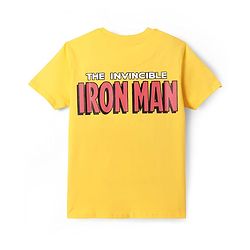 Pine Kids Marvel Single Jersey Knit Half Sleeve Drop Shoulder T-Shirt With Iron Man Graphic And Badge Detailing - Yellow