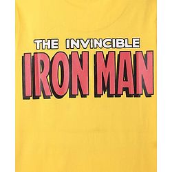 Pine Kids Marvel Single Jersey Knit Half Sleeve Drop Shoulder T-Shirt With Iron Man Graphic And Badge Detailing - Yellow
