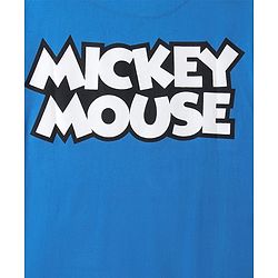 Pine Kids Disney Single Jersey Knit Half Sleeve Drop Shoulder T-Shirt With Front & Back Mickey Mouse Graphic And Badge Detailing - Blue