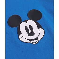 Pine Kids Disney Single Jersey Knit Half Sleeve Drop Shoulder T-Shirt With Front & Back Mickey Mouse Graphic And Badge Detailing - Blue