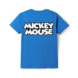 Pine Kids Disney Single Jersey Knit Half Sleeve Drop Shoulder T-Shirt With Front & Back Mickey Mouse Graphic And Badge Detailing - Blue