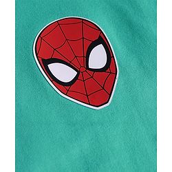 Pine Kids Marvel Single Jersey Knit Half Drop Shoulder Sleeves T-Shirt with Spider Man Graphics & Badge Detailing - Mint