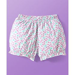Pine Kids Cotton Lycra Knit Bloomers with Floral & Polka Dots Print Pack of 3 (Color May Vary)