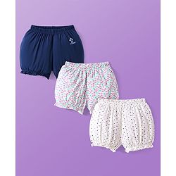 Pine Kids Cotton Lycra Knit Bloomers with Floral & Polka Dots Print Pack of 3 (Color May Vary)