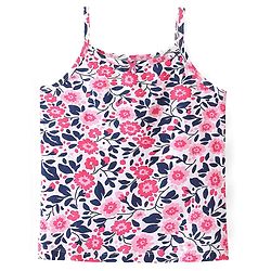 Pine Kids Knit Singlet Slips With Floral Print Pack of 3 - Navy Blue Pink & White