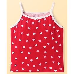 Pine Kids Cotton Knit Singlet Sleeves Slips with Hearts Print Pack of 3 (Color May Vary)