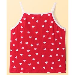 Pine Kids Cotton Knit Singlet Sleeves Slips with Hearts Print Pack of 3 (Color May Vary)