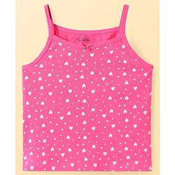 Pine Kids Cotton Knit Singlet Sleeves Slips with Hearts Print Pack of 3 (Color May Vary)