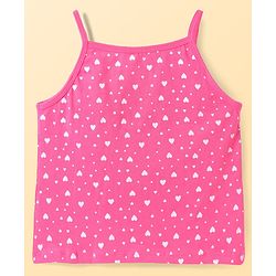 Pine Kids Cotton Knit Singlet Sleeves Slips with Hearts Print Pack of 3 (Color May Vary)