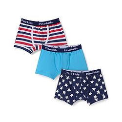 Pine Kids Cotton Knit Trunks With Stripes & Star Print Pack Of 3 - Color May Vary