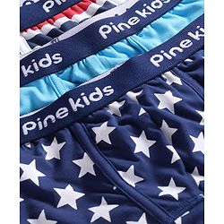 Pine Kids Cotton Knit Trunks With Stripes & Star Print Pack Of 3 - Color May Vary