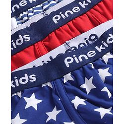 Pine Kids Cotton Knit Trunks With Stripes & Star Print Pack Of 3 - Color May Vary