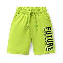 Pine Kids Looper Knit Above Knee Length Text Printed Shorts - Neon Green