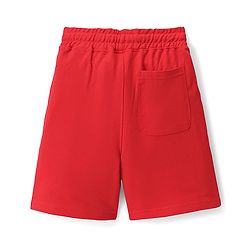 Pine Kids Looper Knit Above Knee Length Shorts With Text Print - Red