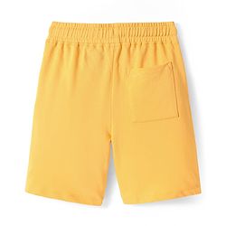 Pine Kids Looper Knit Above Knee Length Shorts With Freedom Text Print - Yellow
