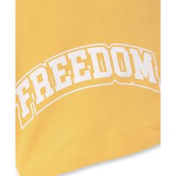 Pine Kids Looper Knit Above Knee Length Shorts With Freedom Text Print - Yellow