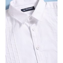 Pine Kids Cotton Woven Full Sleeves Party Shirt Solid Colour With Bow - White