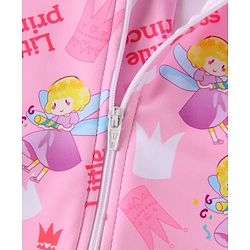 Pine Kids Half Raglan Sleeves Frock Swimsuit with Little Princess Print - Pink