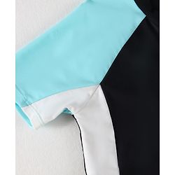 Pine Kids Half Raglan Sleeves Legged Swimsuit With Color Block Design - Black