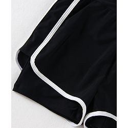 Pine Kids Half Raglan Sleeves Legged Swimsuit With Color Block Design - Black