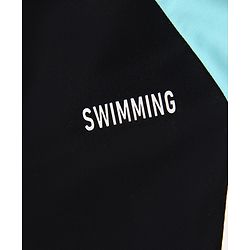 Pine Kids Half Raglan Sleeves Legged Swimsuit With Color Block Design - Black