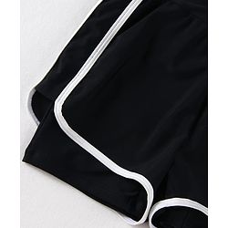 Pine Kids Half Raglan Sleeves Legged Swimsuit With Color Block Design - Black
