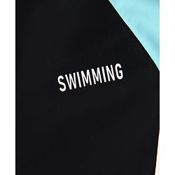 Pine Kids Half Raglan Sleeves Legged Swimsuit With Color Block Design - Black
