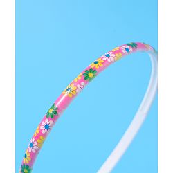 Pine Kids Hair Bands with Pearls & Floral Print Pack Of 5 - White & Pink