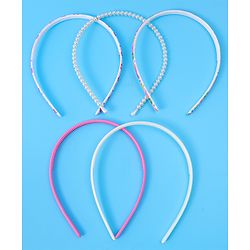 Pine Kids Hair Bands with Pearls & Floral Print Pack Of 5 - White & Pink