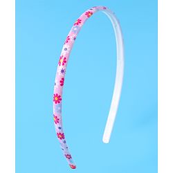 Pine Kids Hair Bands with Pearls & Floral Print Pack Of 5 - White & Pink