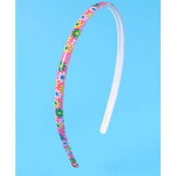 Pine Kids Hair Bands with Pearls & Floral Print Pack Of 5 - White & Pink